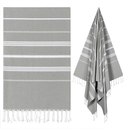 Ouxiaobai Turkish Beach Towel Oversized - 40"x70" Quick Dry Sand Free Thin Beach Towels for Adults, Extra Large Lightweigh Travel Towel(Grey)