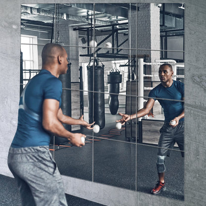 EVENLIVE Gym Mirrors for Home Gym,16PCS Glass wall mirror tiles, 30cmx30cm full length Mirror sticker, frameless mirror Panels, For door Ceiling