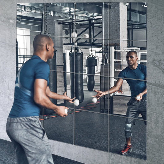 EVENLIVE Gym Mirrors for Home Gym,16PCS Glass wall mirror tiles, 30cmx30cm full length Mirror sticker, frameless mirror Panels, For door Ceiling