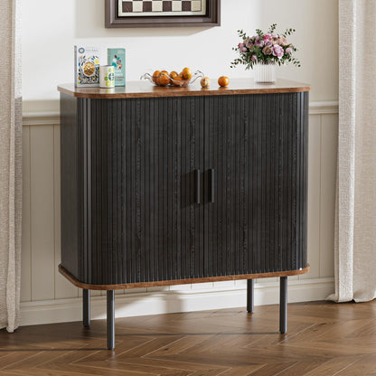 BonVache Sideboard, Buffet Storage Cabinet for Living Room, Kitchen Cupboard with Tambour Sliding Door