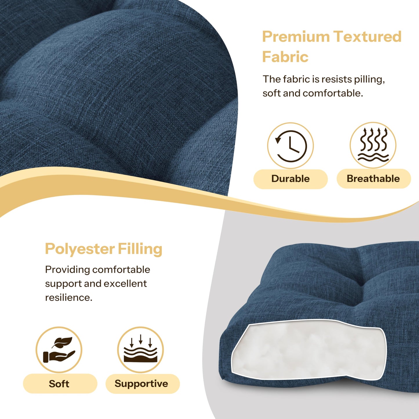FlyGulls Indoor Bench Cushion for Indoor Furniture 106x40cm Navy