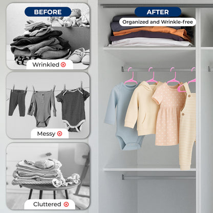 SereneLife 20 Pack Plastic Kids Hangers, Non-Slip for Closet, Space-Saving Thin Design for Infant and Newborn Clothing