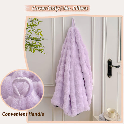 LIFEREVO Kids Fluffy Faux Rabbit Fur Bean Bag Cover, No Filler, Lavender