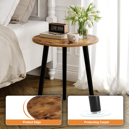 APICIZON Round Side Table, Small Coffee Table End Table for Living room, Bedroom, Small Space, Wooden Bedside Table, Easy Assemble, 42(D) x 51(H) cm,