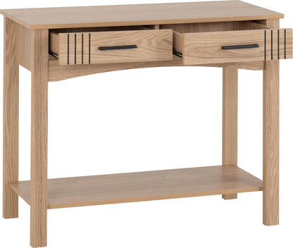 Seconique Tessa 2 Drawer Console Table in Natural Oak Effect