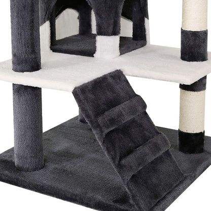 lionto dibea Cat Tree Activity Centre Scratching Post, 130 cm, Grey/White