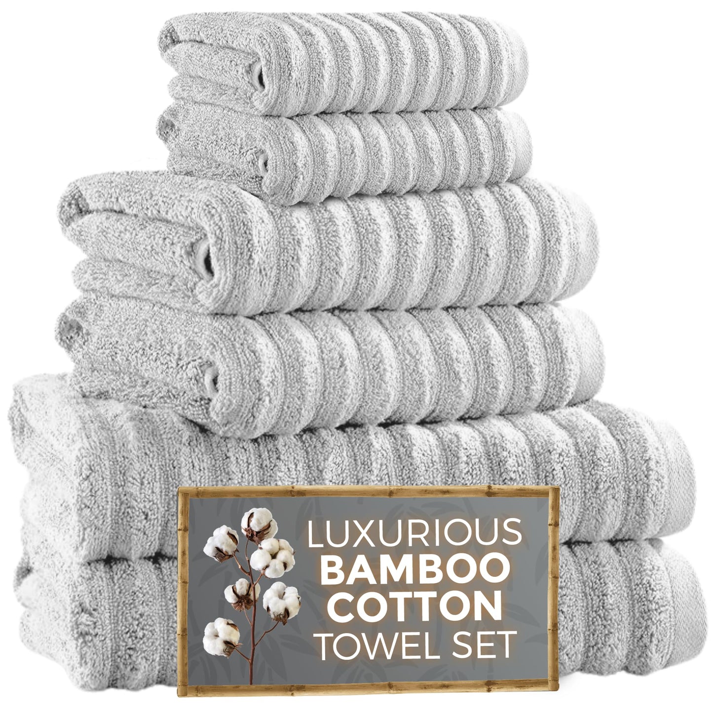 Towelogy? Luxury Towel Sets with Bath Sheet | Premium Blend of 60% Bamboo and 40% Cotton | 1x Bath Sheet, 1x Bath Towel, 2x Hand Towels, 2x Face