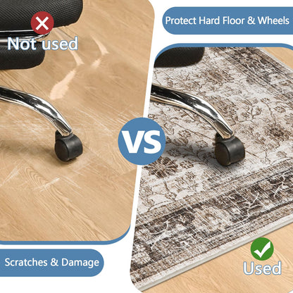 Office Chair Mat for Hardwood Floor, 120x150 cm Anti-Slip Computer Gaming Desk Mat, Multi-Purpose Floor Protector for Home Office Rolling Chair