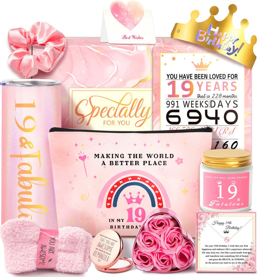 19 Year Old Girl Birthday Gifts, 19th Birthday Gifts For Girls, Happy Birthday Gifts for 19 Year Old Female Daughter Niece Granddaughter Sister Her