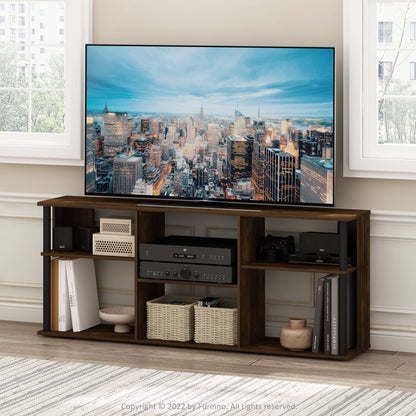 Furinno CLASSIC TV Stand, Entertainment Center, TV Console for TV up to 65 Inch with Plastic Poles, for Living Room, Bedroom, Amber Pine