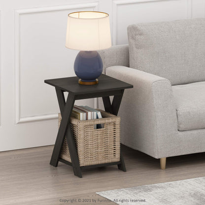 Furinno MODERN SIMPLISTIC Side Table Set of 2, End Table with X-Legs, Criss-Crossed Night Stand, Bedside Table with Open Shelf, for Living Room