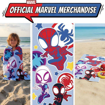 BrandMac Spidey Beach & Bath Towel 70x140 cm, 100% Cotton | Soft & Absorbent Kids Bath & Swim Towel | Marvel Spiderman Design Colorful Towel