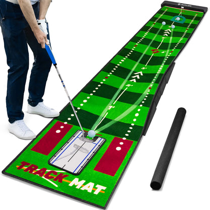 SAPLIZE Golf Putting Mat, Visible Trajectory Tracing, Multiple Training Modes, with Putting Alignment Mirror and Adjustable Green Slopes, Putting