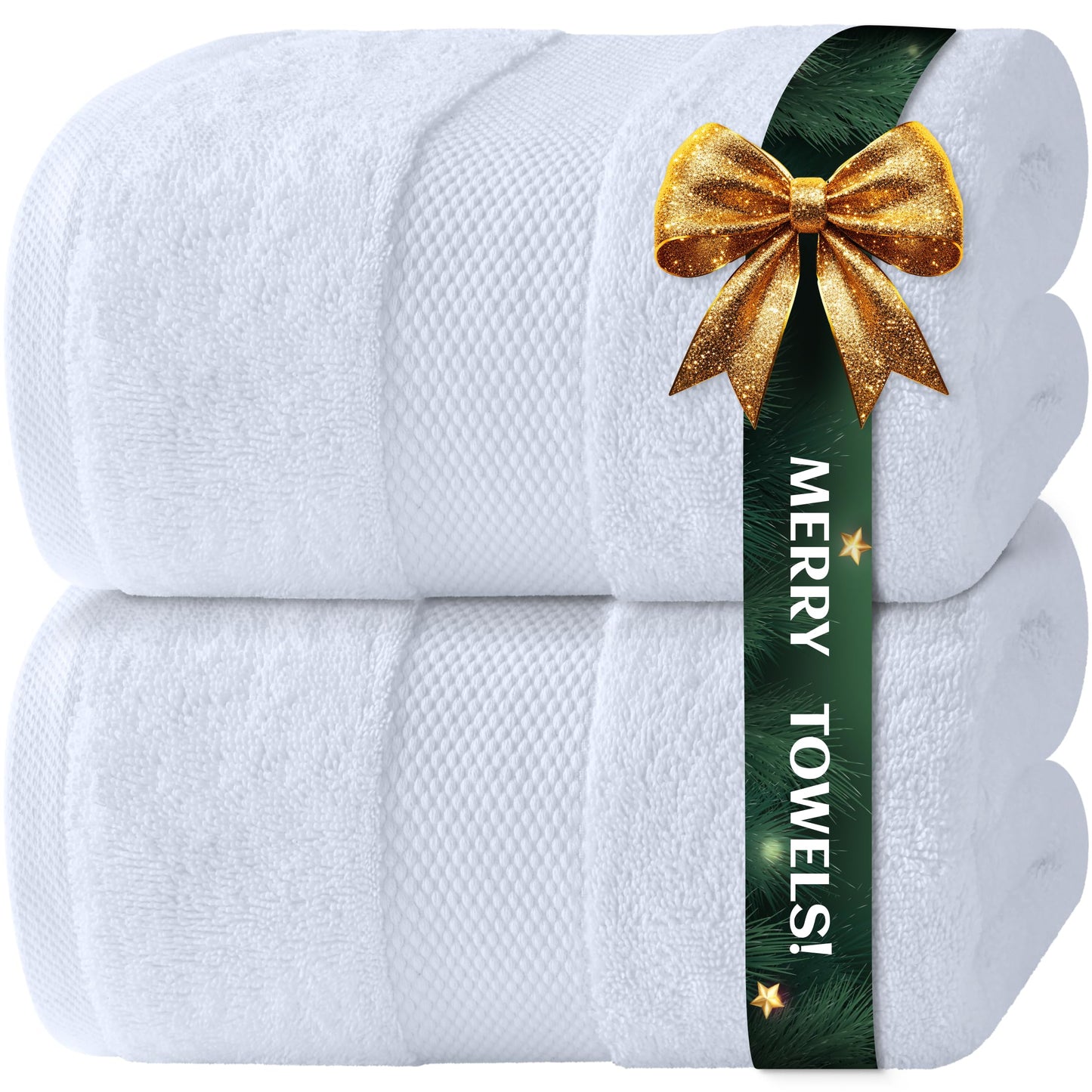 White Classic Luxury Bath Sheets Towels for Adults Extra Large 89x178 cm - 700 GSM Turkish Cotton, Highly Absorbent | Hotel Collection | 2 Pack