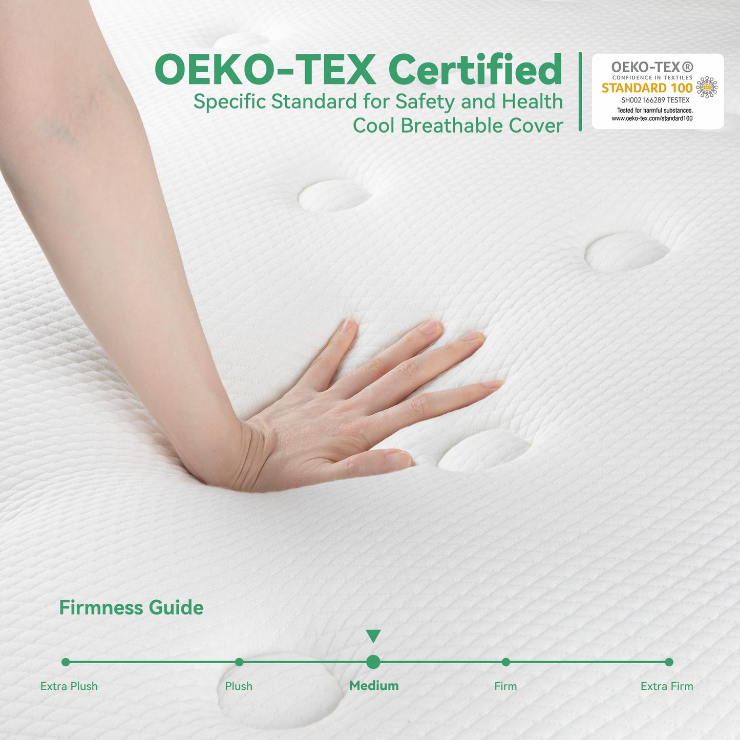 TeQsli 4FT6 Double Mattress, 10Inch Memory Foam Pocket Sprung Hybrid Mattress for Pressure Relief - Medium Firm Mattress-in-Box 135x190x25cm
