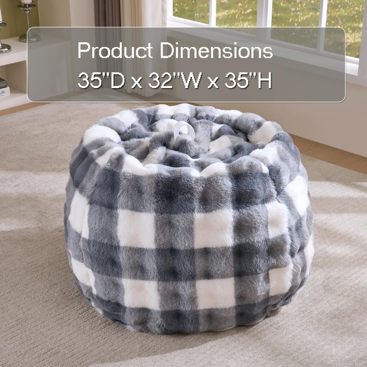 Fluffy Faux Rabbit Fur Bean Bag Chair Cover(No Filler),Cozy Shaggy Bubble Stuffed Animal Storage Large Bean Bag Cover for Bedroom Living Room,Fuzzy