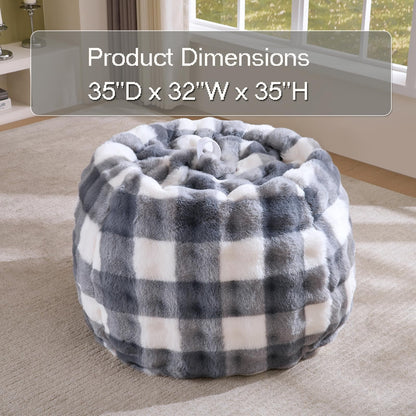 Fluffy Faux Rabbit Fur Bean Bag Chair Cover(No Filler),Cozy Shaggy Bubble Stuffed Animal Storage Large Bean Bag Cover for Bedroom Living Room,Fuzzy