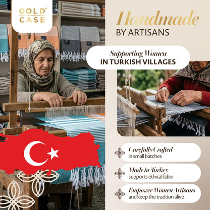 Gold CASE Turkish Beach Towel - Set of 6-100% Cotton - 70x38 inches XXL Oversized - PRE-Washed - Quick Dry Sand Free Turkish Towel
