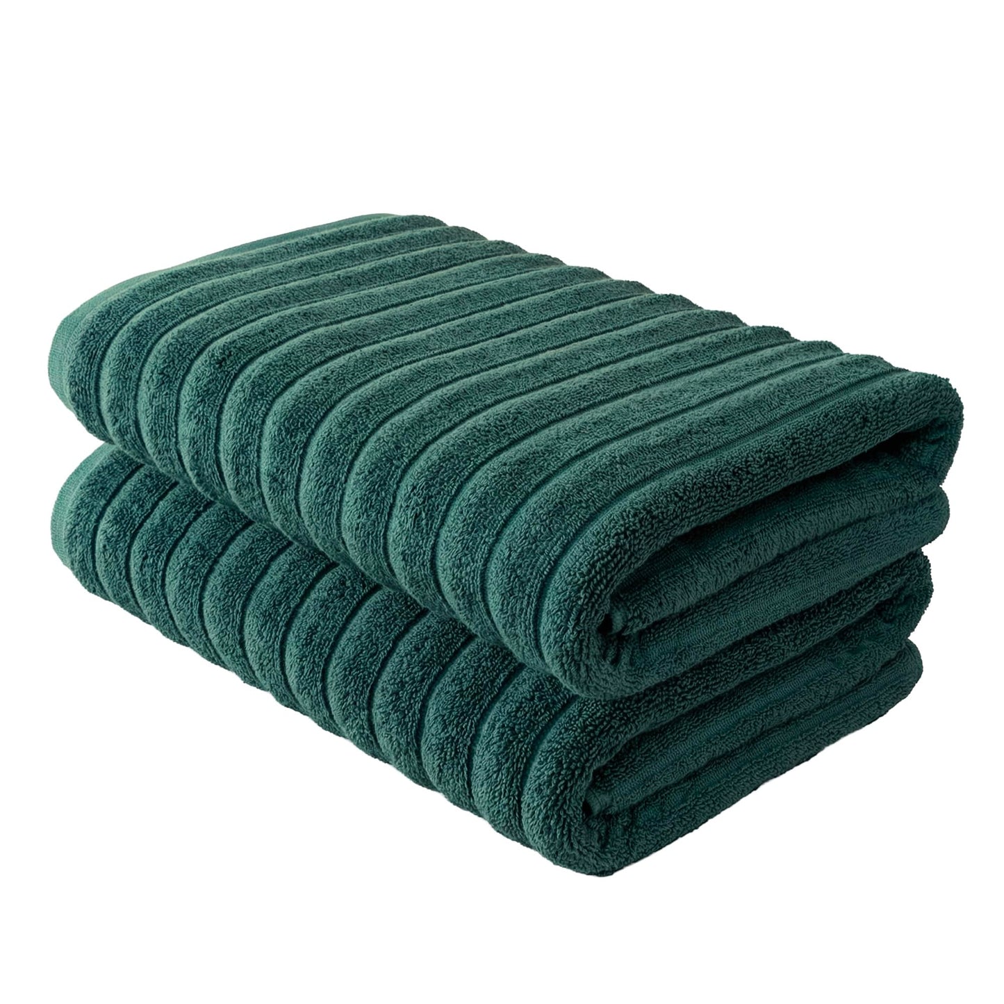 BERIBO Cloud Turkish Towel Set 100% Cotton 620gsm (Mallard Green, 2 Bath Towels)