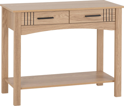 Seconique Tessa 2 Drawer Console Table in Natural Oak Effect
