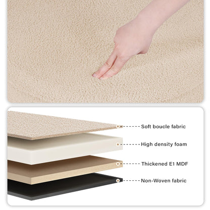 Bonlife Ottoman with Storage, Folding Boucle Stool,Coffee Table,Chest Toy Box,Footstool for Living Room,Bedroom,Beige,Large Round,56x56x40cm