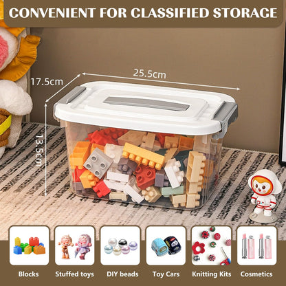 6 Pack Clear Storage Boxes with Lids, Plastic Storage Box with Handle