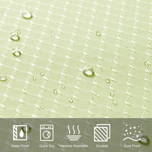 Furlinic Long Shower Curtain Waffle Waterproof Mildew Resistant Yellow Bath curtains Polyester Fabric Weighted for Bathroom with Hooks 71x84 Inch.