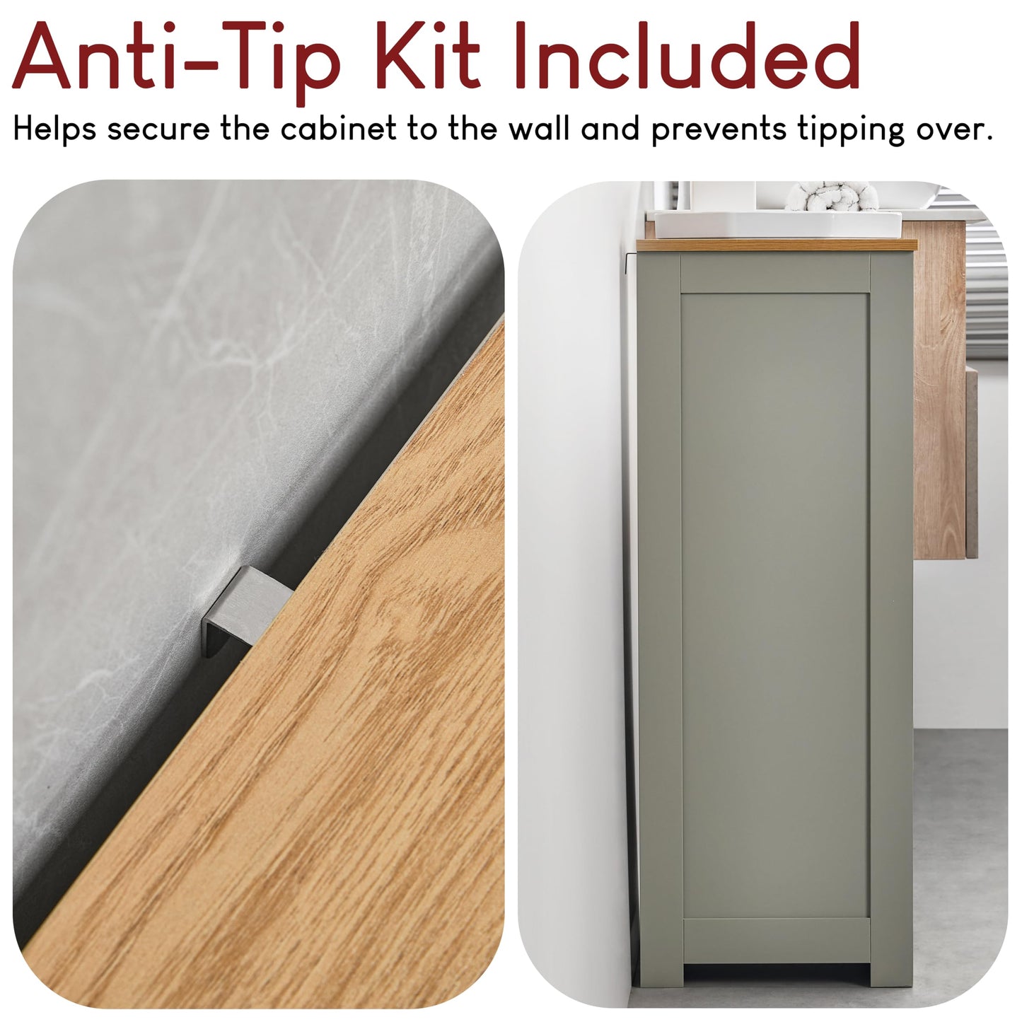 Bath Vida Priano Freestanding 4 Drawer Bathroom Storage Cabinet, Grey & Oak