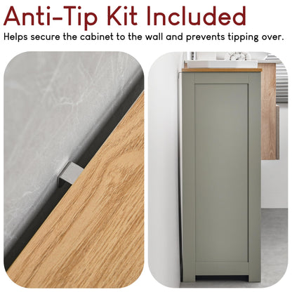 Bath Vida Priano Freestanding 4 Drawer 1 Door Bathroom Cabinet, Grey & Oak
