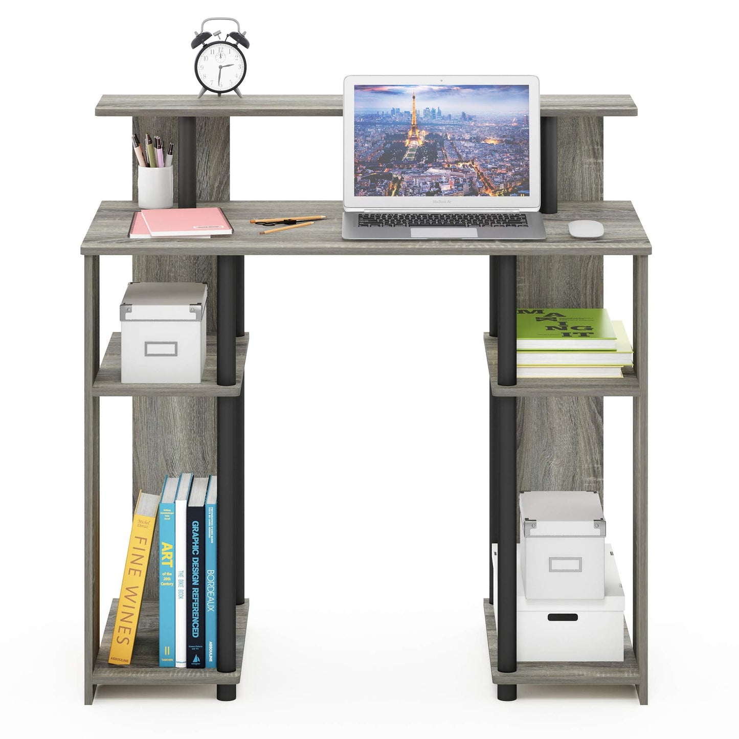 Furinno JAYA Simple Design Computer Desk, Writing Desk, Study Desk, French Oak/Black