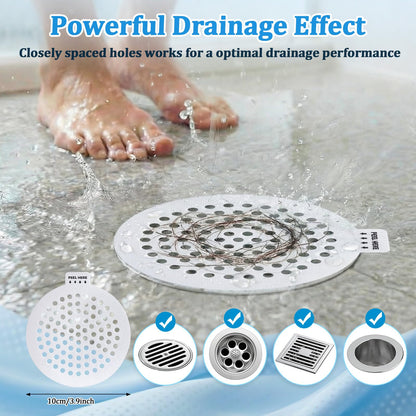 Disposable Shower Drain Hair Catcher, 38 Pack Mesh Drain Covers Strainers, Stop Hair Clog Stickers-Easy Peel Remove