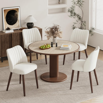 MALOL Upholstered Dining Chairs Set of 4, Fabric Chairs for Dining Room with Solid Wood Legs and Thick Seat Cushion
