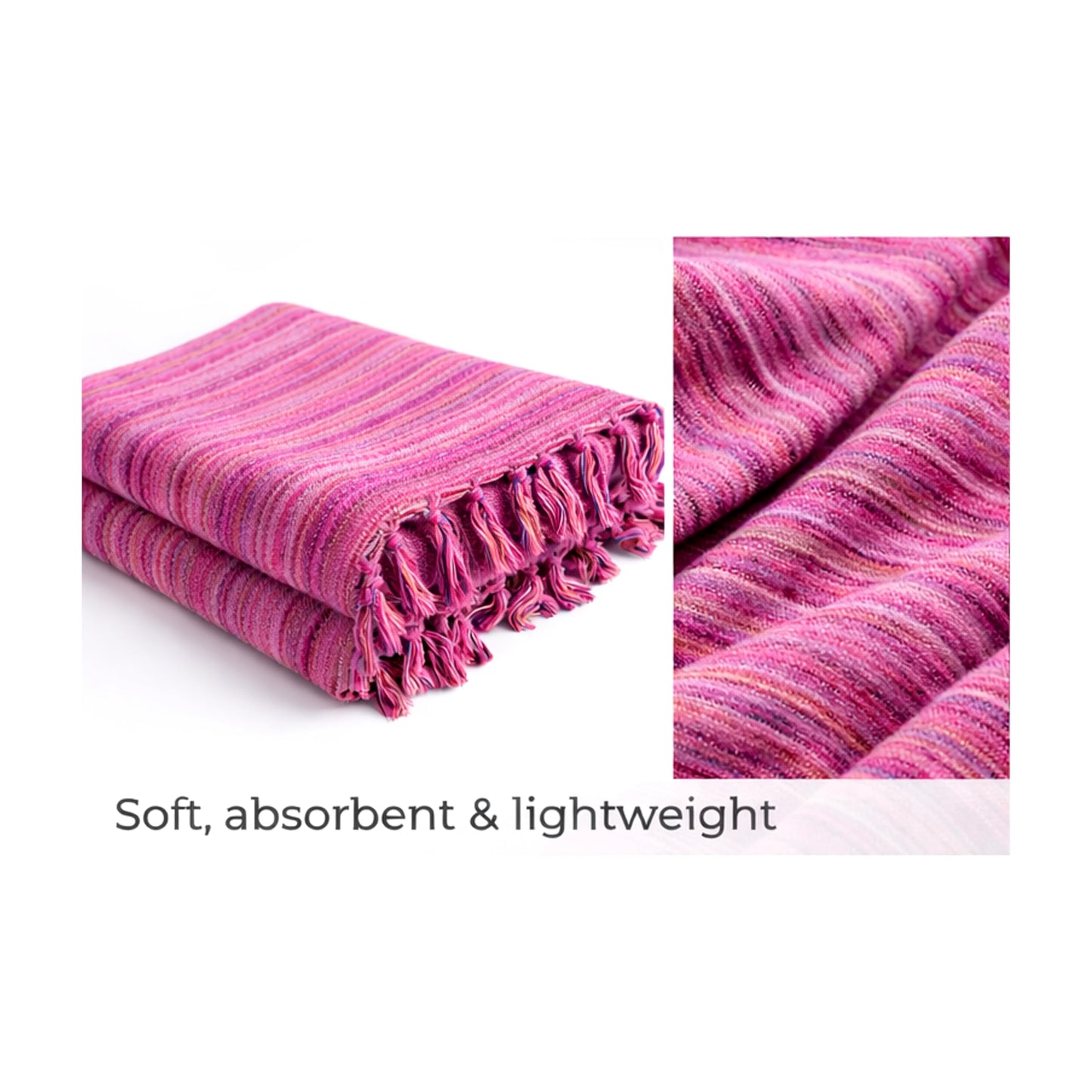 WEFLORIA Turkish Cotton Peshtemal Towel, Lightweight Quick Dry Beach Towel, Soft Travel Hammam Towel for Bath, Spa, Pool and Gym, Purple Striped