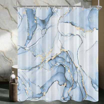 Lerores Shower Curtain, 180 x 200 cm, Aqua Blue, Weighted Hem, Anti-Mould Textile, Water-Repellent