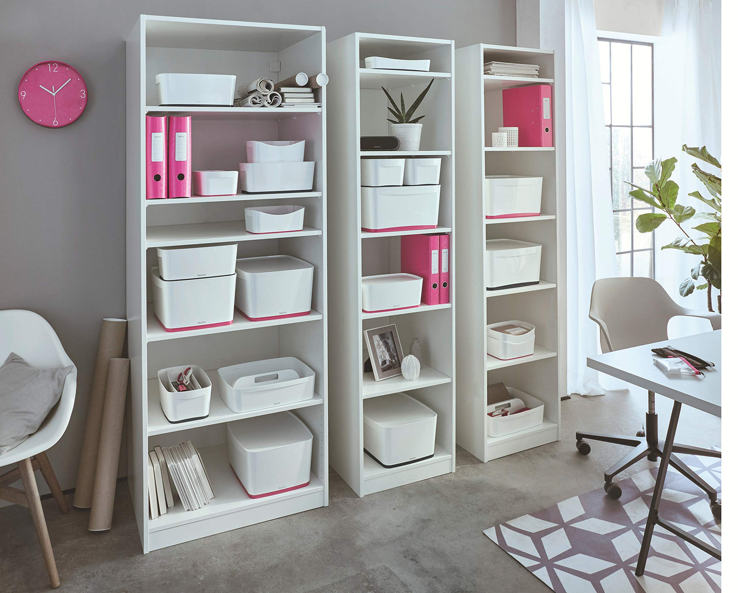 Leitz 18 Litre Storage Box with Lid, waterproof ABS, Pink Metallic