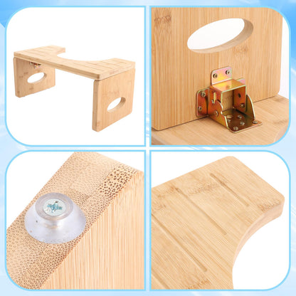 LOPYXBR Bamboo Toilet Stool Squat Adult, 15.7 x 7.9 x 7.3 inch/ 40 x 20x 18.5 cm Poop Stool for Adults, Foldable Bamboo Toilet Step