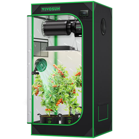 VIVOSUN S224 2x2 Grow Tent, 24"x24"x48" High Reflective Mylar with Observation Window and Floor Tray for Hydroponics Indoor Plant for VS1000