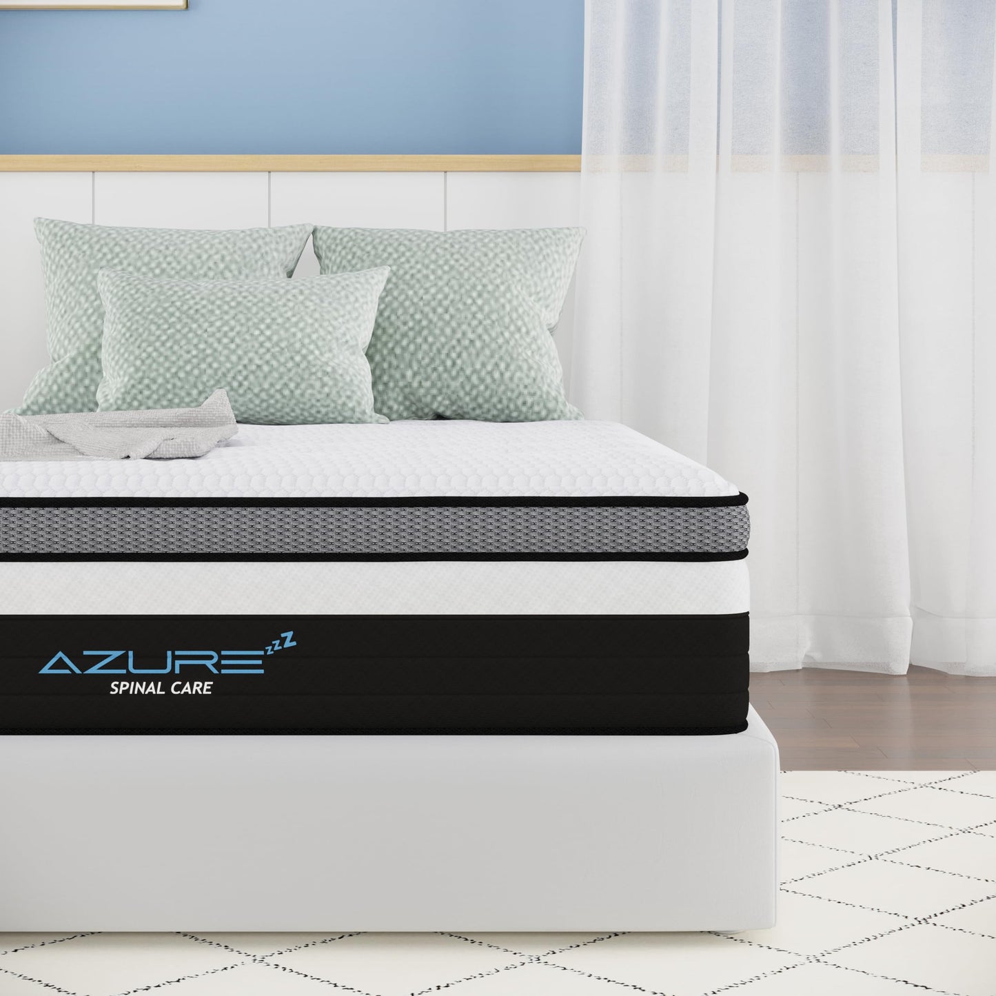 Azure Spinal Care 5FT King Mattress - Medium Firm Orthopedic Support - 100 Night Trial - 10 Inch Hybrid Gel Memory Foam for Back Pain Relief