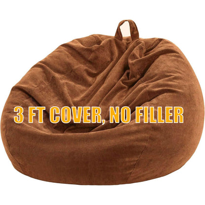 Nobildonna 3 ft Bean Bag Chair Cover (No Filler) for Adults and Kids 300L Extra Large Stuffed Animal Storage Bean Bag Washable Soft Premium Corduroy