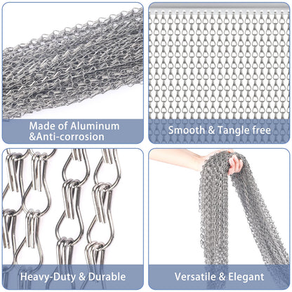 VerRich Silver 90 * 200cm Aluminium Chain Curtain Door Fly Screens Metal Fly Curtain Insect Blinds Pest Control