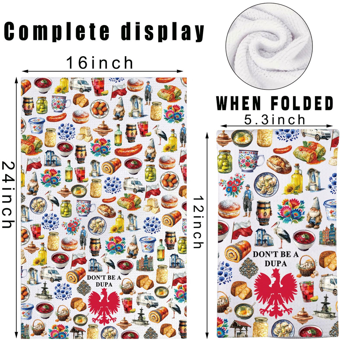 MYSOMY Polish Dish Towels Poland Souvenirs Gifts Don't Be a Dupa Polska Towels Polish Mom Gift Poland Chef Kitchen Merch (ManyDUPA kt2)
