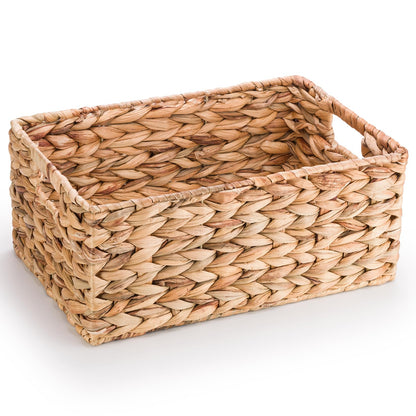 Woodluv Storage Baskets for Shelves, Woven Natural Hamper Gift Basket Bathroom Storage Basket organiser Toys Storage, Large