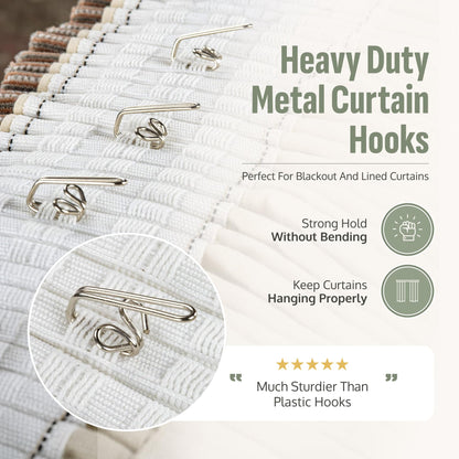 Metal Curtain Hooks - Heavy Duty Zinc Plated Curtain Hooks, 50 Pack for Pencil Pleat & Pinch Pleat Curtains, Heading Tape, Pole Rings, Tracks