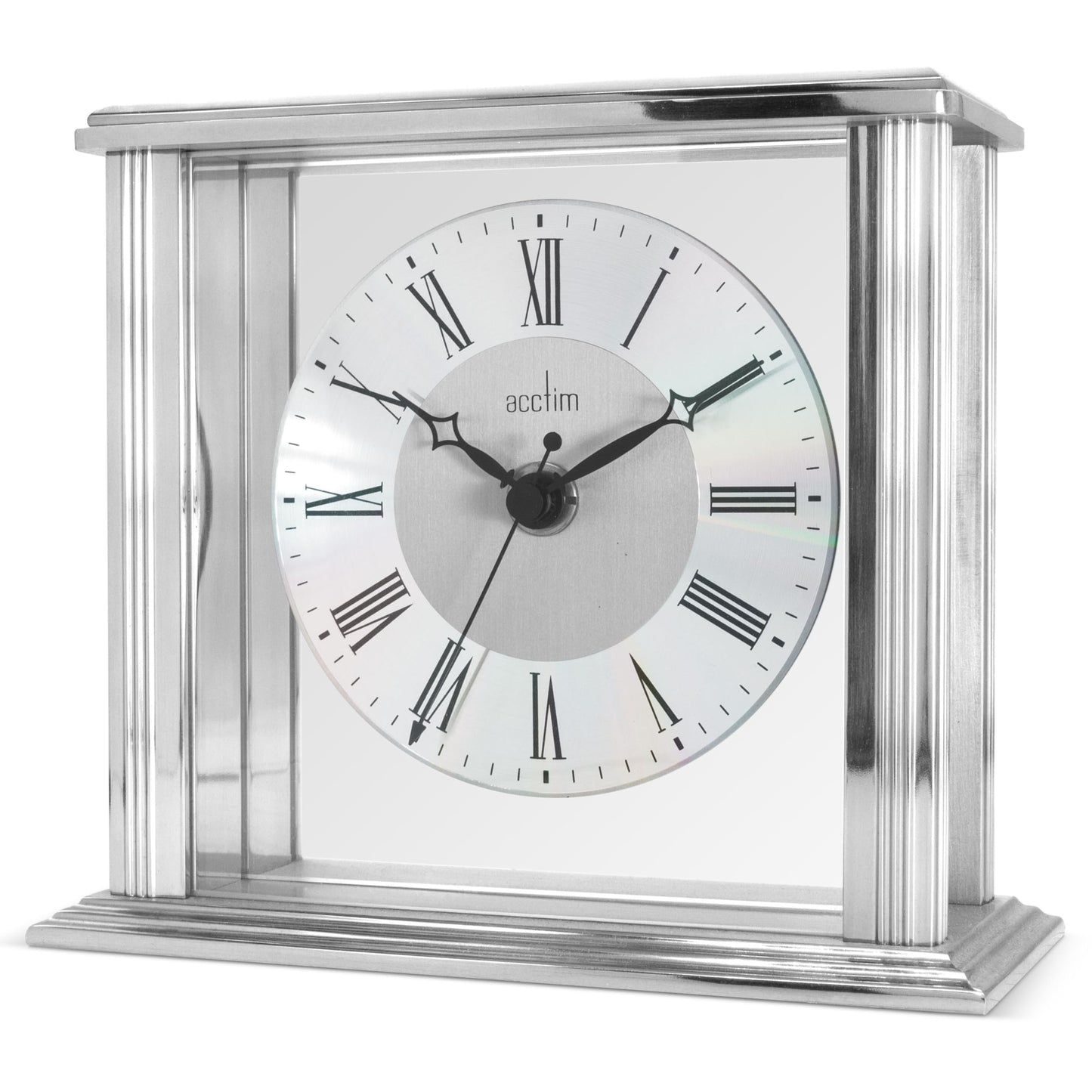 Acctim Mantel Clock, Metal, Silver, 13.7 x 15.5 x 6.8