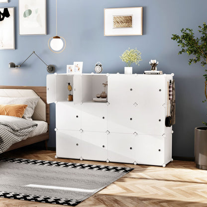 C&AHOME Cube Storage Organizer with Doors, 12-Cube Shelves White