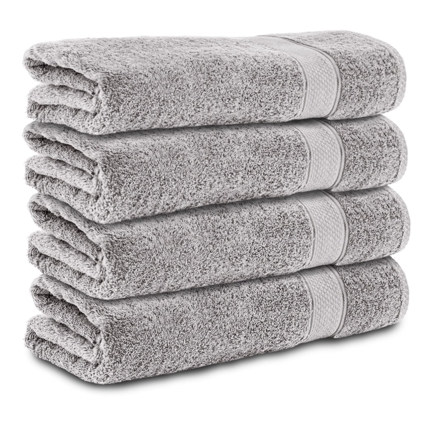 Komfortec Set of 4 Hand Towels 50 x 100 cm 100% Cotton Terry Towelling Soft Silver