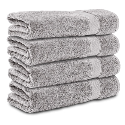 Komfortec Set of 4 Hand Towels 50 x 100 cm 100% Cotton Terry Towelling Soft Silver