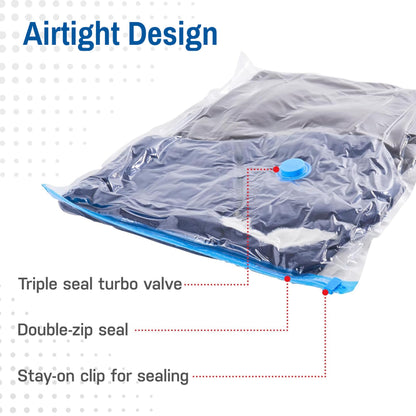 Spacesaver Vacuum Storage Bags - Vacuum Seal Bags for Clothing, Comforters, etc - Compression Seal for Closet Storage. Pump for Travel