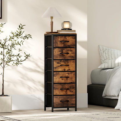 Turosur Chest of Drawers, Tall Chest of Drawers with 6 Fabric Drawers, Fabric Dresser for Bedroom, Living Rooms, Entryway Hallway