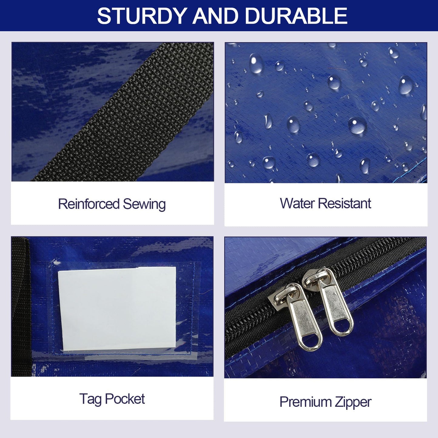 Zandrix 95L Waterproof Storage Bags Moving Boxes Bags with Lids - 4 Pack